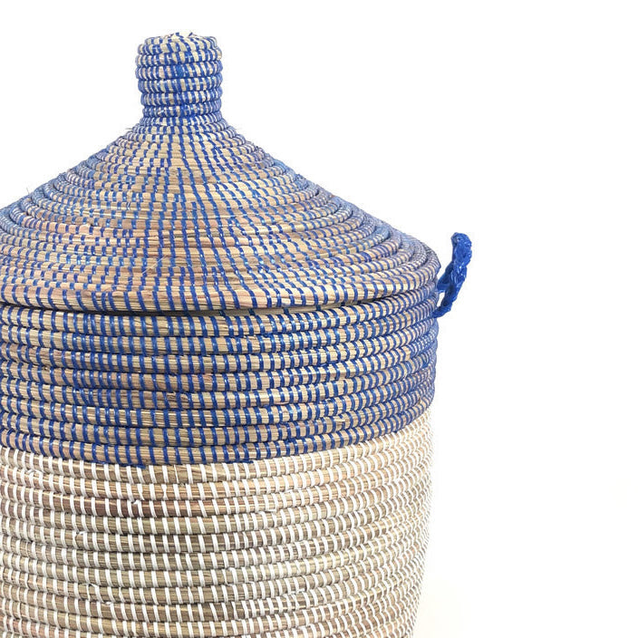 Large Two-Tone Basket - Turquoise + White