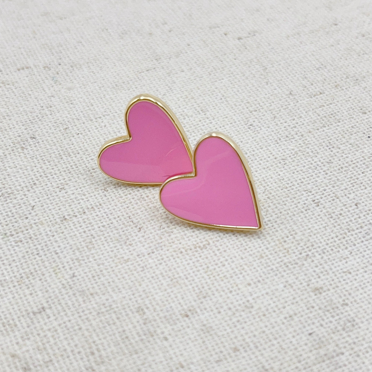 Matte Pink Heart Earrings