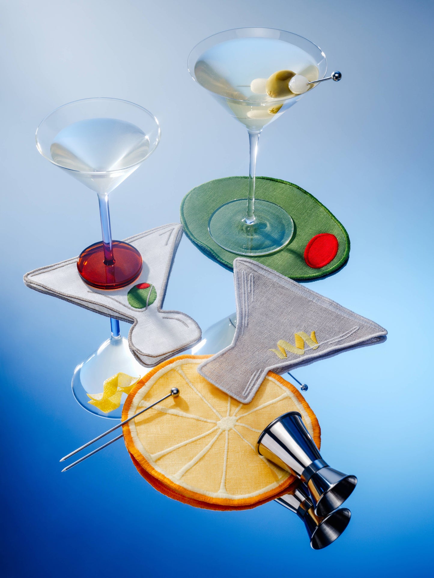 Martini cocktail napkins with martinis