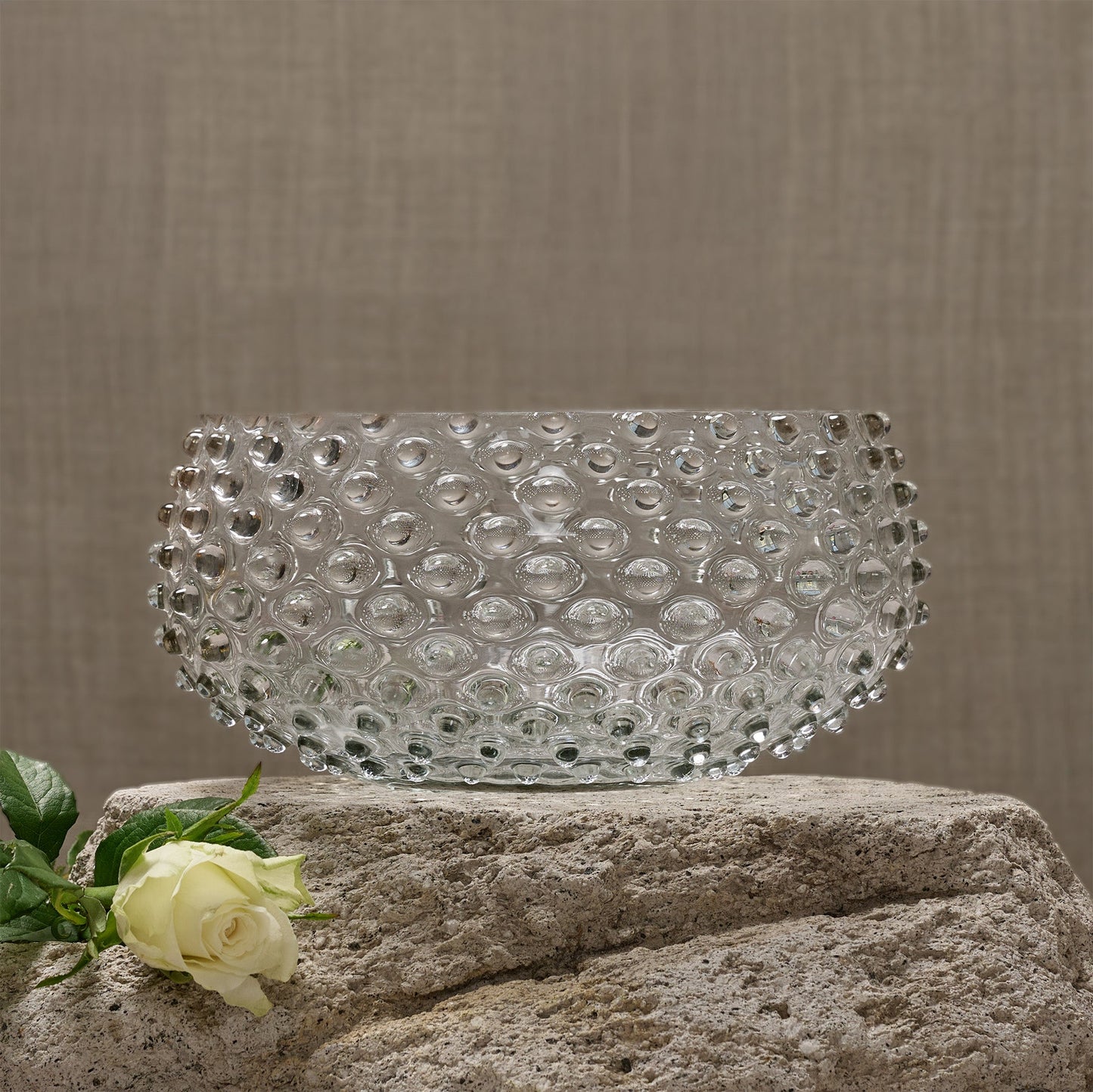 Hobnail bowl in smoky quartz