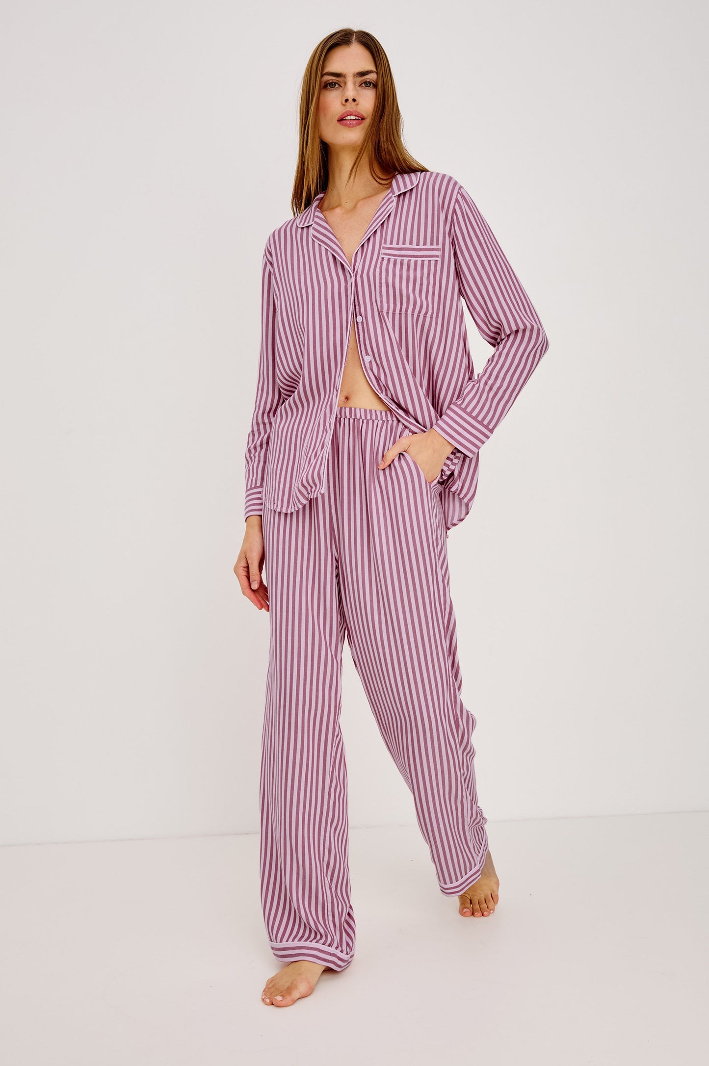 Luna pajama set in pink stripe
