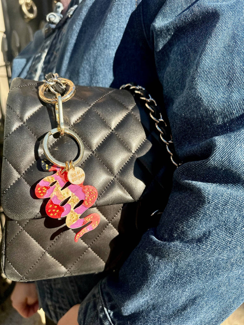 Hand-Painted Snake Bag Charm + Keychain