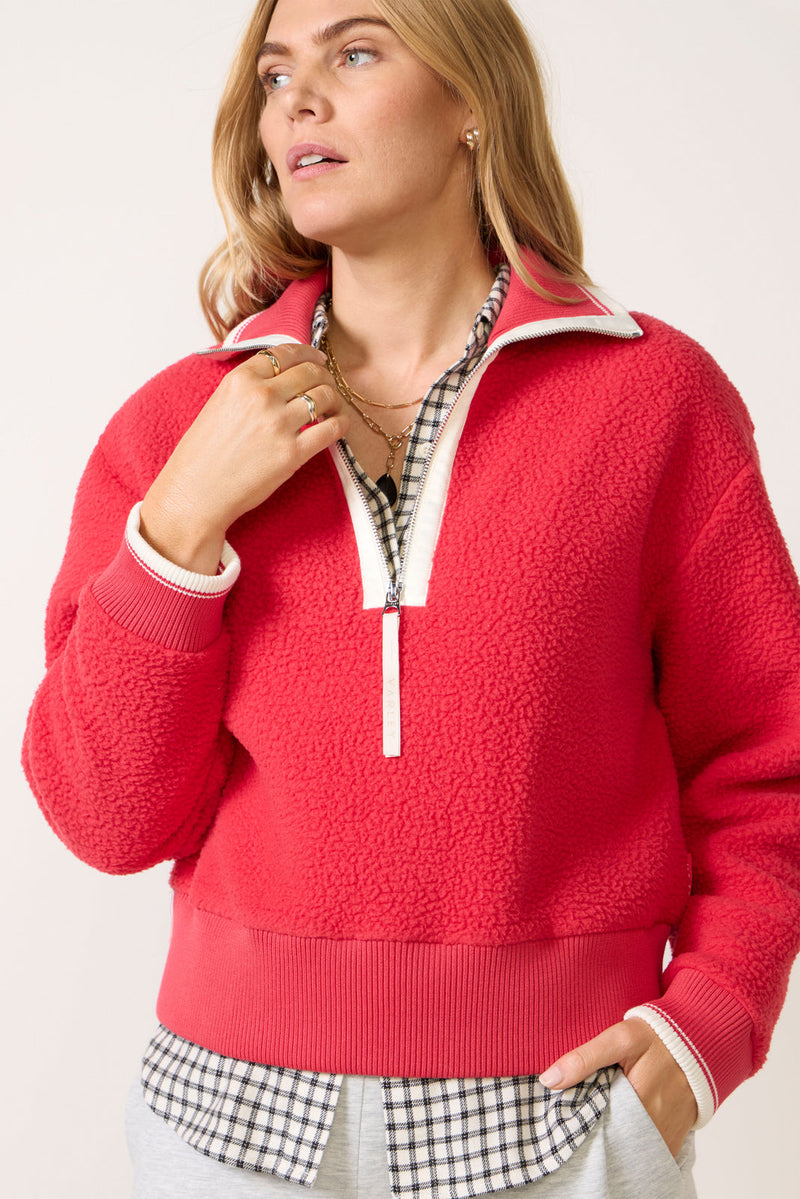 Anika Half Zip Fleece in Pink Begonia