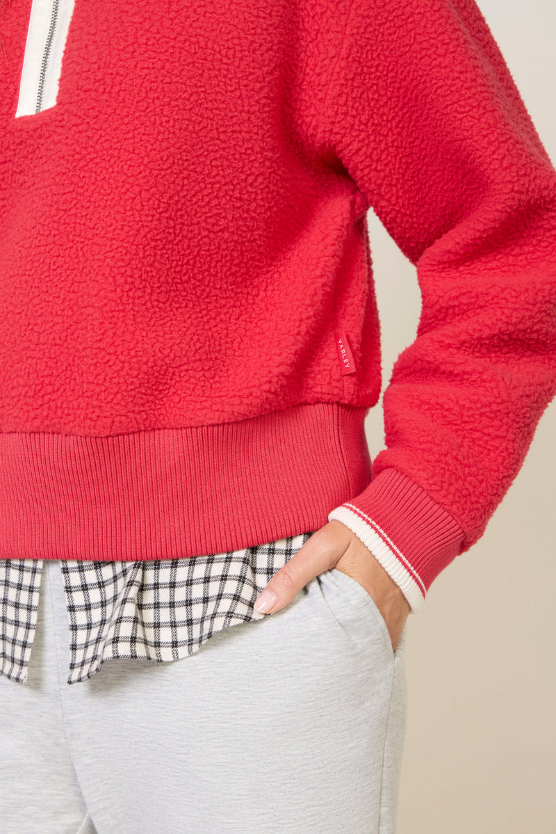 Anika Half Zip Fleece in Pink Begonia view 3