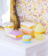 Small Round Aqua Opaline Glass Box