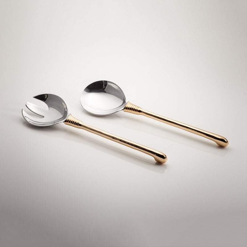Djembe Salad Server Long Gold