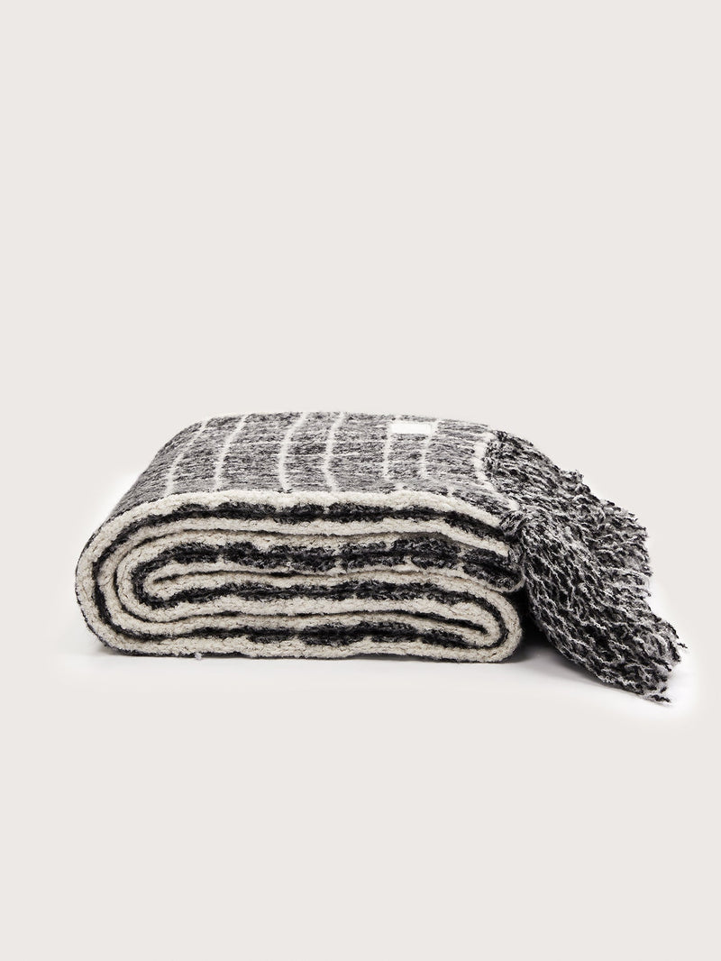 Varley - Lindsey Check Knit Scarf - Charcoal Marl