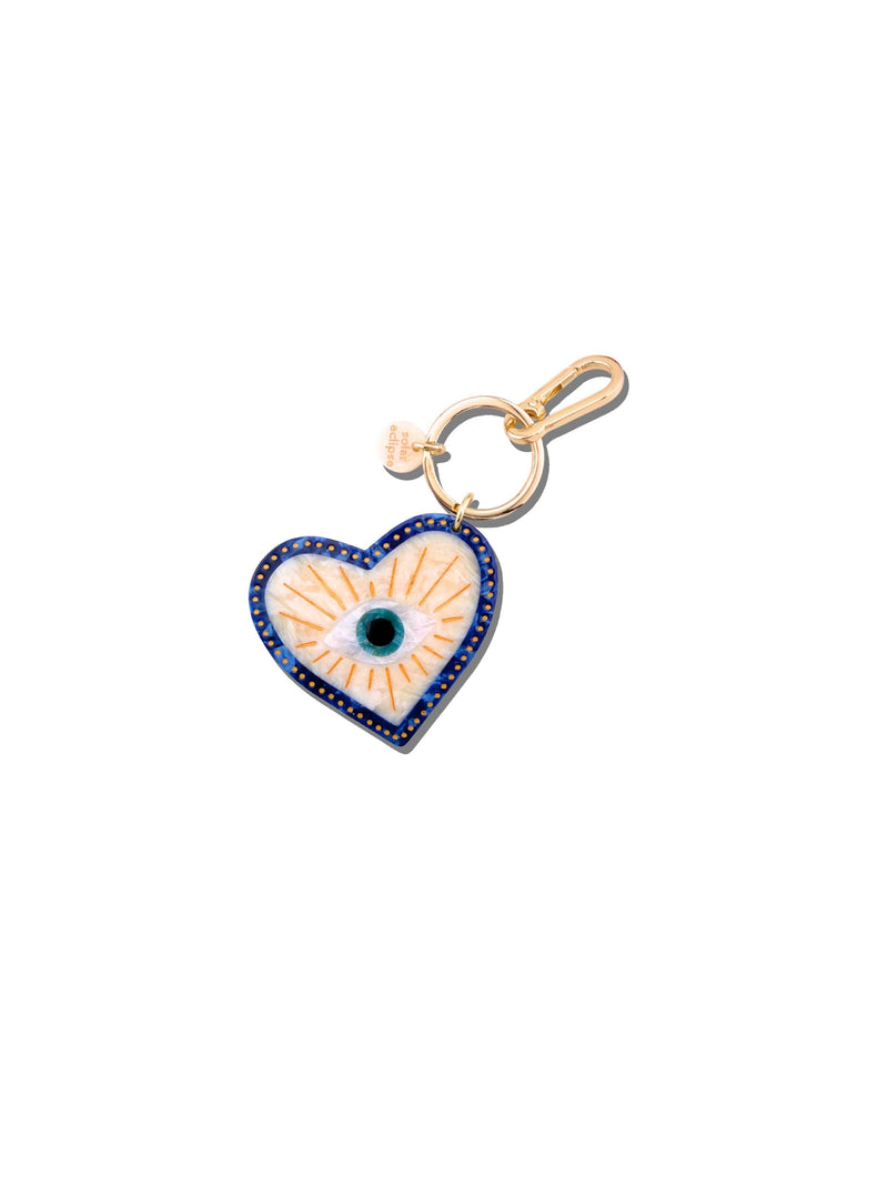 Hand-painted Coastal Lucky Eye Bag Charm + Keychain