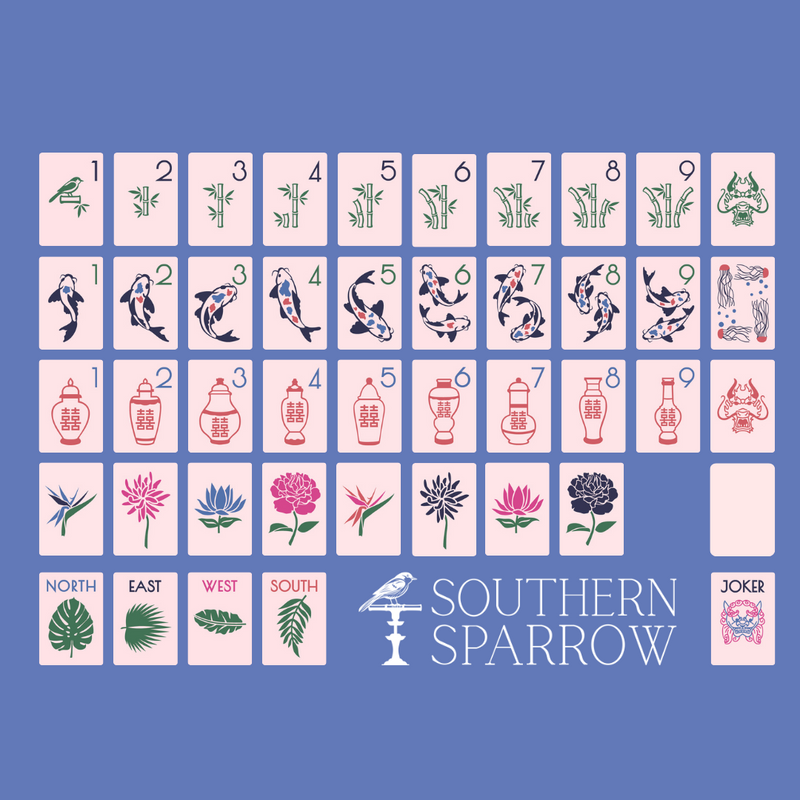 The Chinoiserie Set -  Mahjong Tiles:  Polished Pink