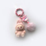 Flocked Mini Cute Monster Heart Keychain