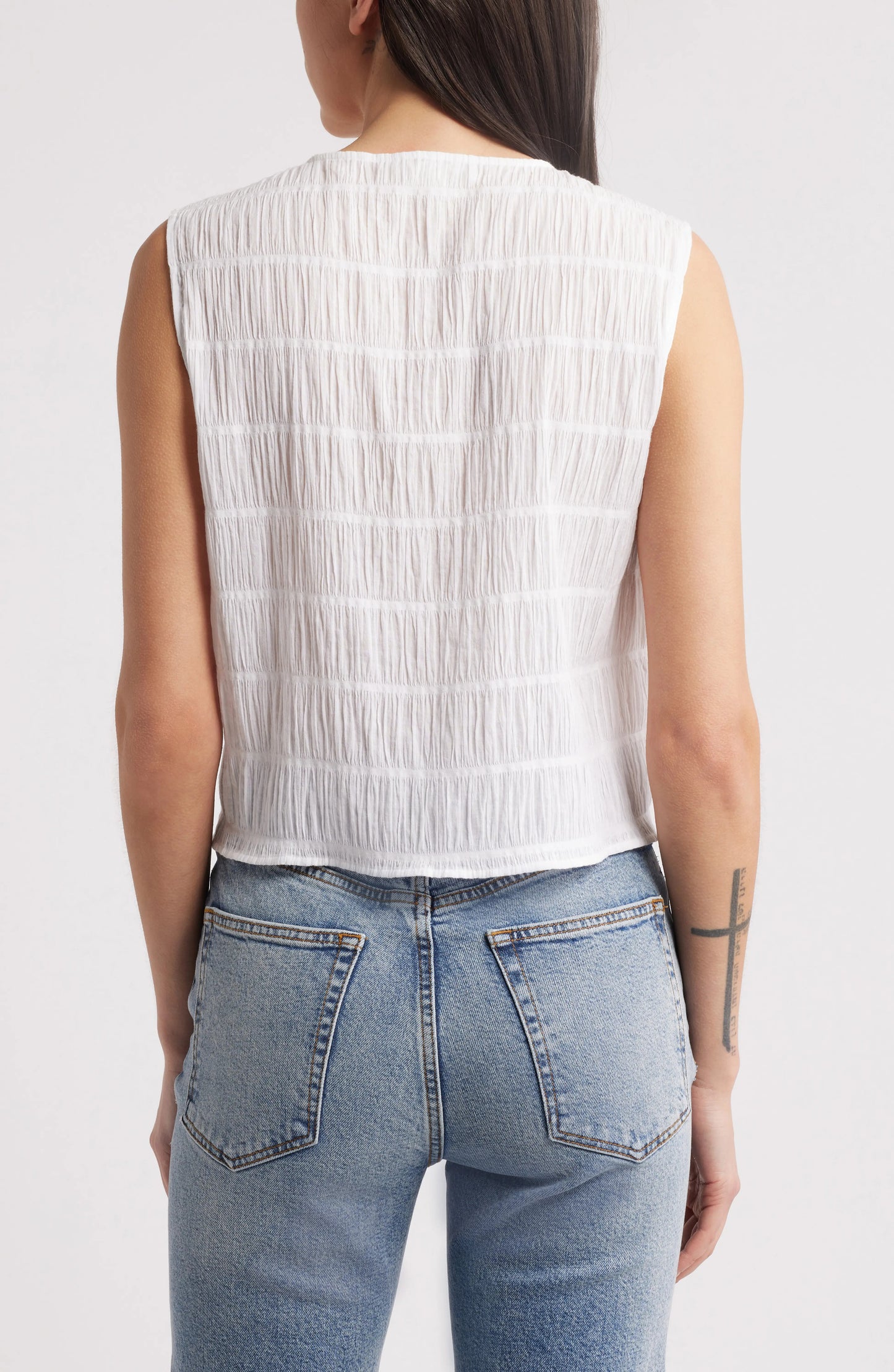 FRAME - The Smocked Tank - White