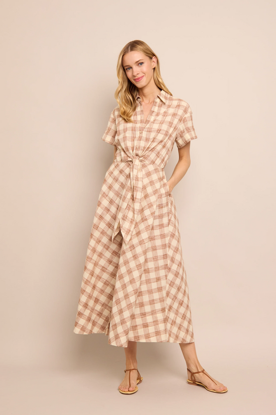 Cara Cara - Asbury Midi Dress - Sketched Plaid Brown