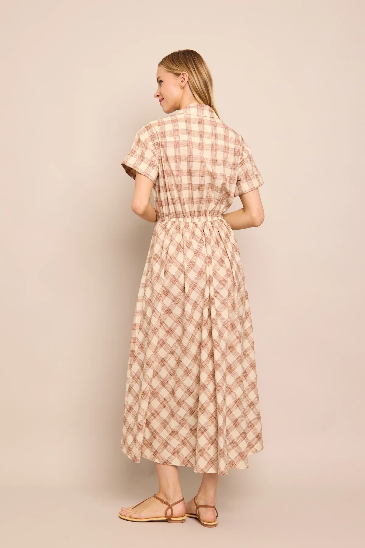 Cara Cara - Asbury Midi Dress - Sketched Plaid Brown