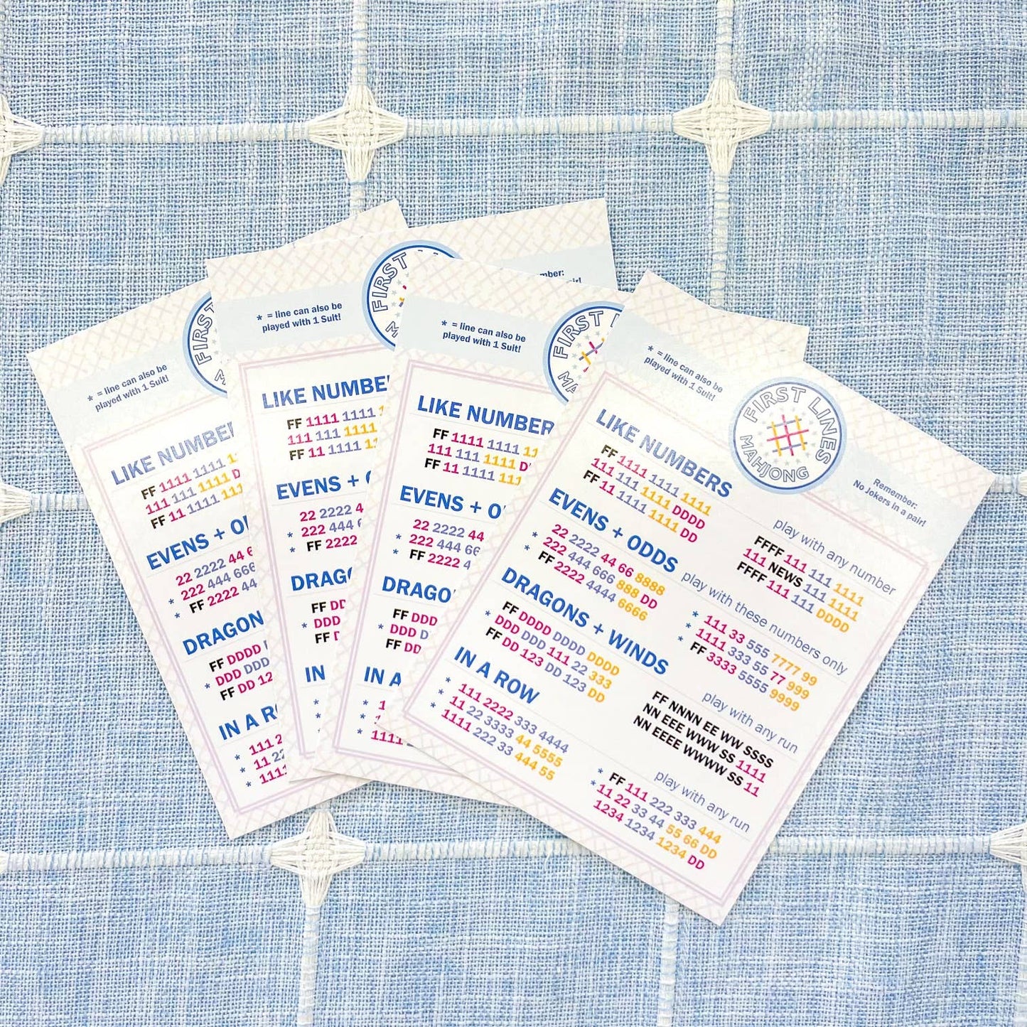 Play Away Cards - First Lines Simplified Mahjong Line Cards for beginners