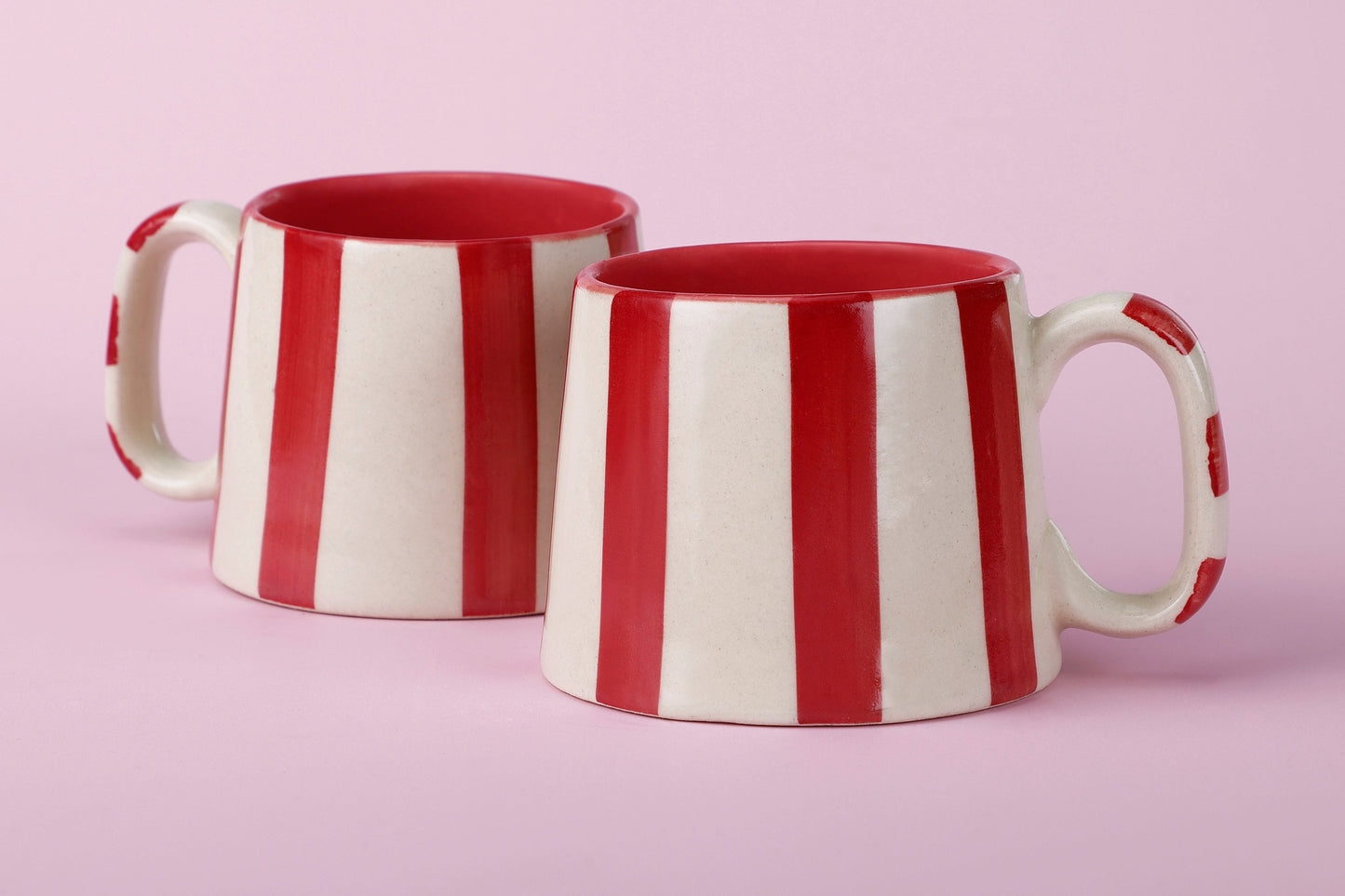 Ceramic Red Stripe  Coffee cup - 3.5 x 2.5 Inches ( Set of 4 )