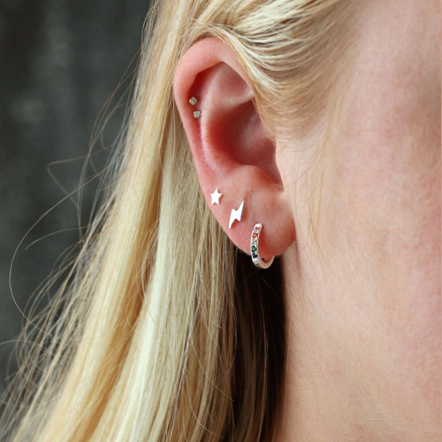 Kris Nations - Rainbow Crystal Huggie Hoop Earrings