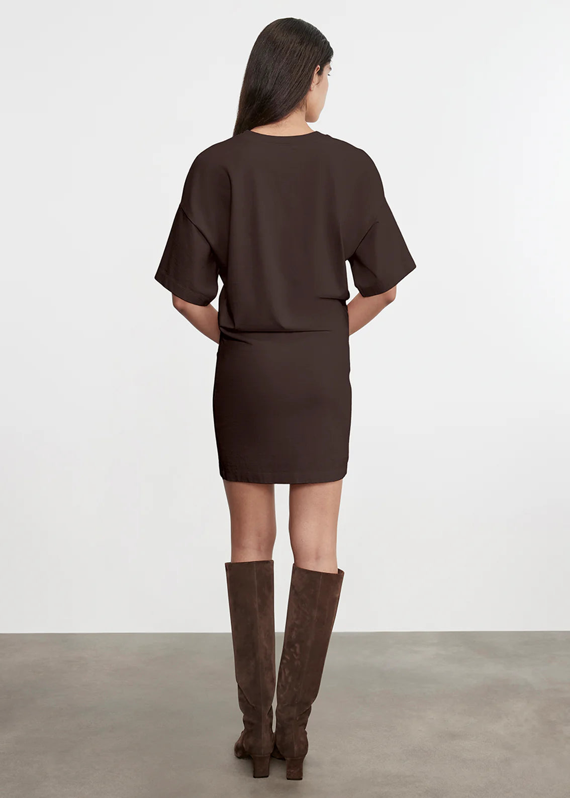 Enza Costa - Short Sleeve Supima Curve Mini Dress - Coffee Bean Jones & Daughters Enza Costa - Short Sleeve Supima Curve Mini Dress - Coffee Bean Jones & Daughters