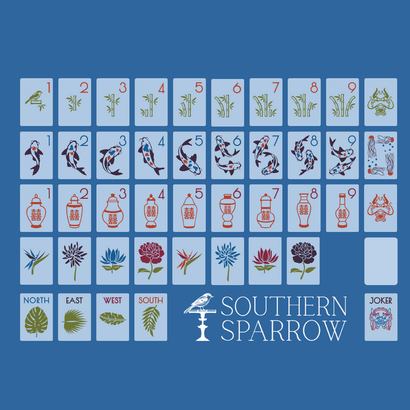 The Chinoiserie Set -  Mahjong Tiles: Breezy Blue