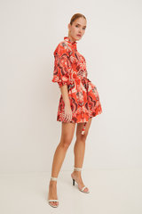 Cara Cara - Beatrice Mini Dress - Palm Pavillion Coral