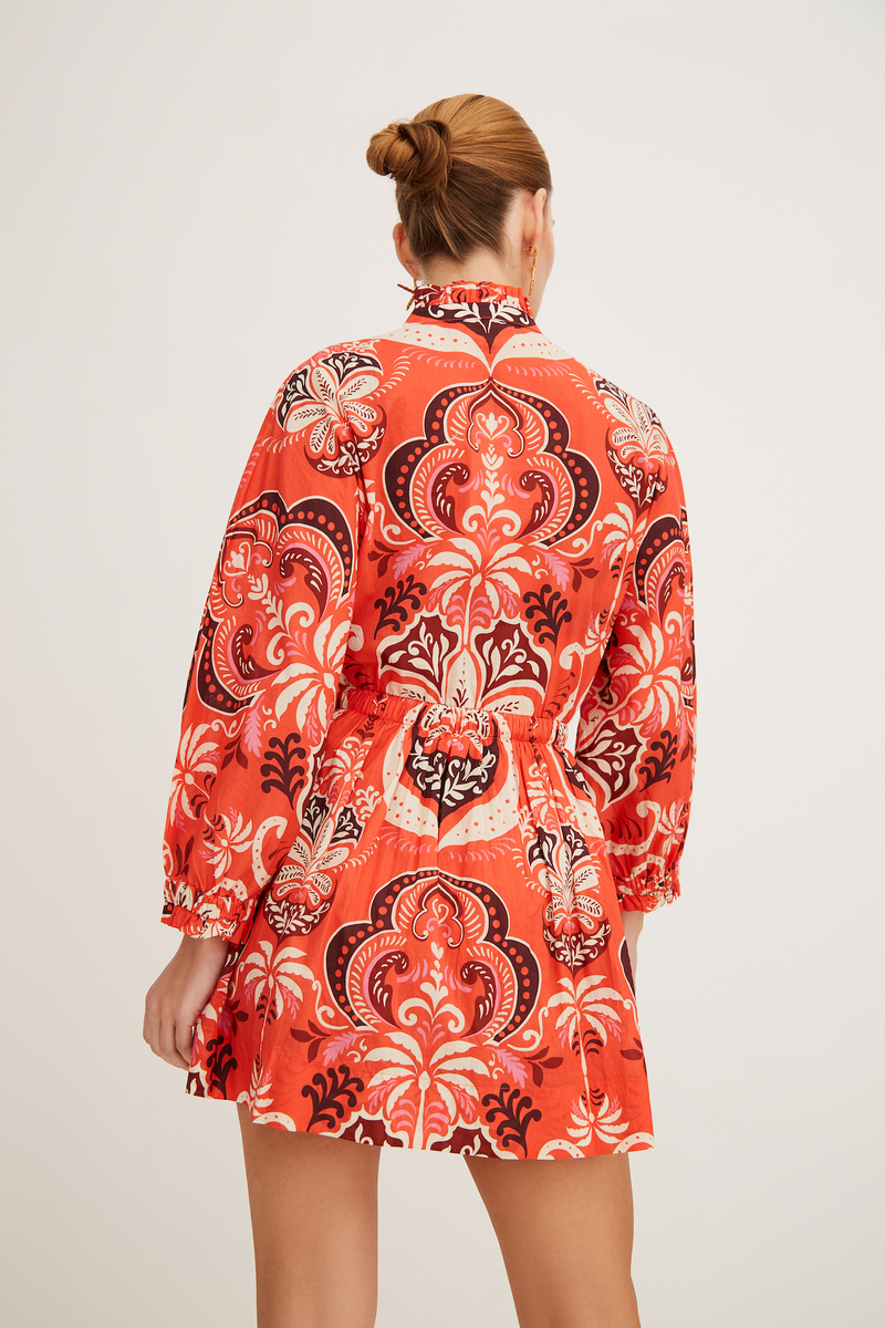 Cara Cara - Beatrice Mini Dress - Palm Pavillion Coral