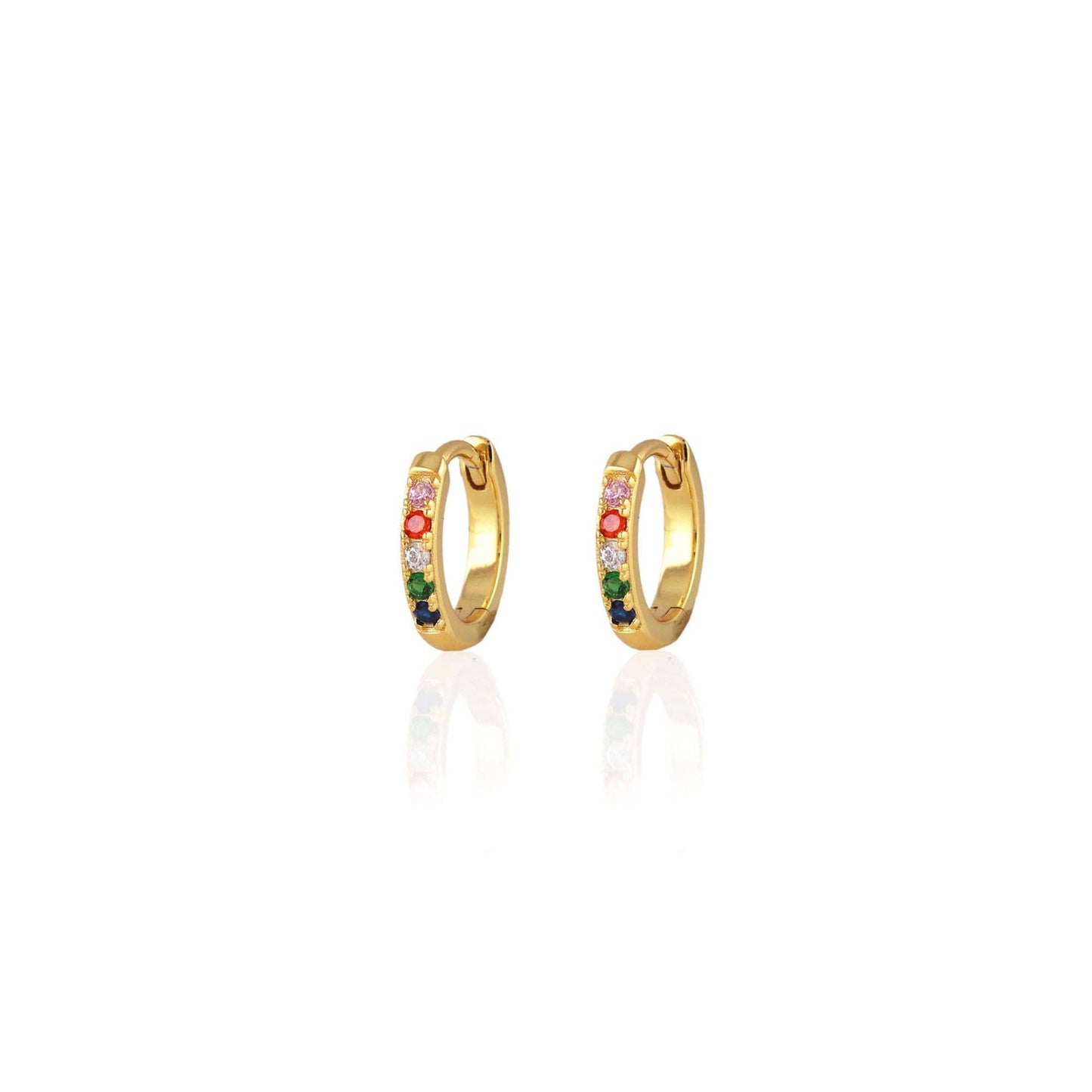 Kris Nations - Rainbow Crystal Huggie Hoop Earrings