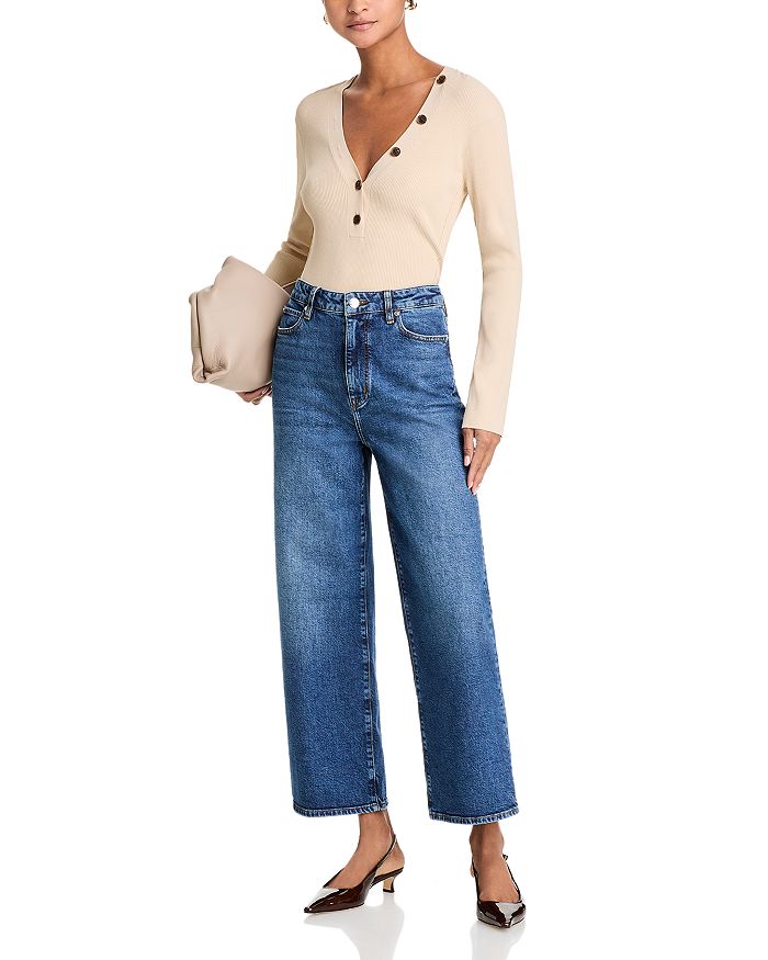 FRAME - The Wide High Rise Ankle Wide Leg Jeans - Rival