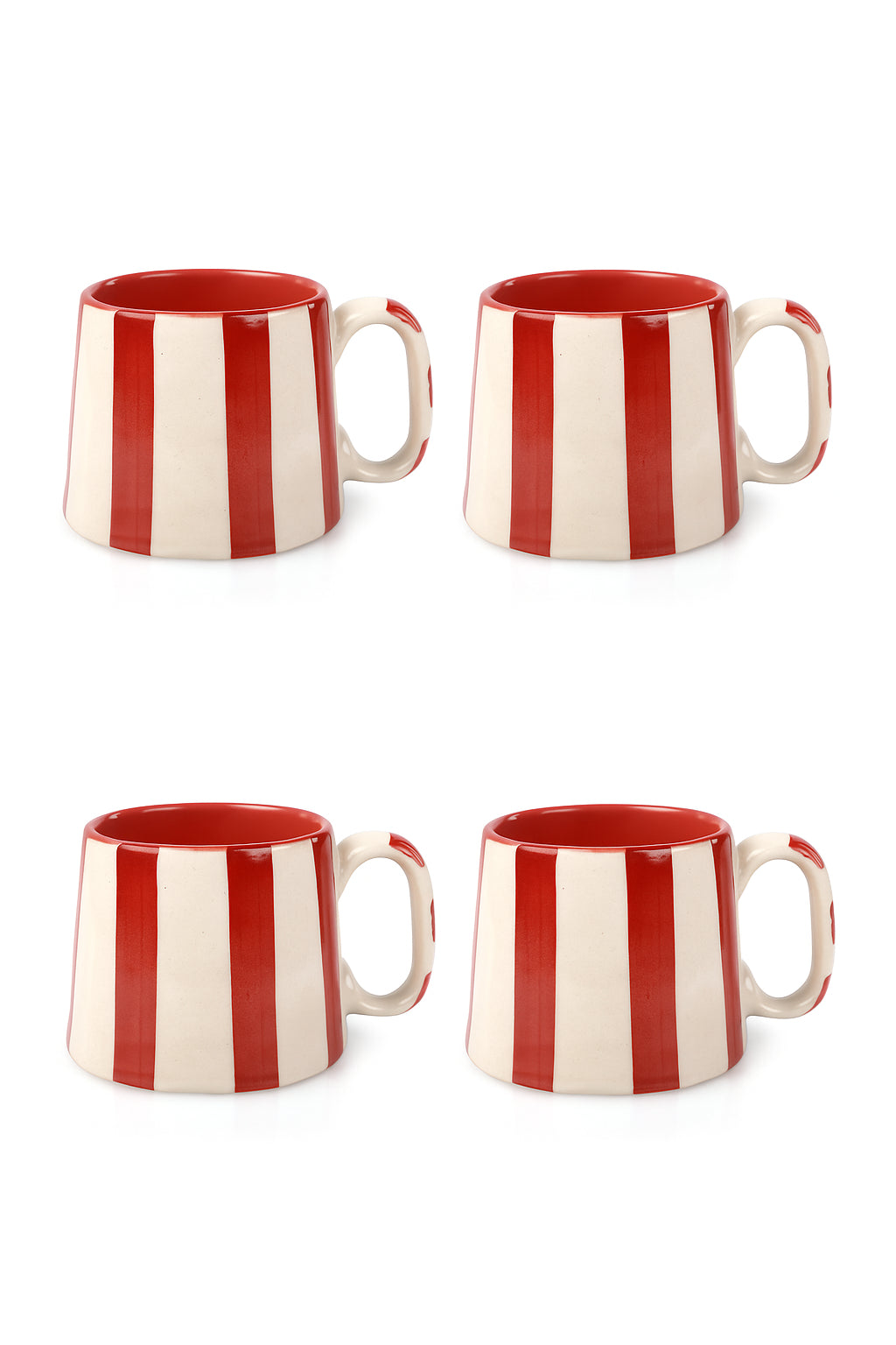 Ceramic Red Stripe  Coffee cup - 3.5 x 2.5 Inches ( Set of 4 )