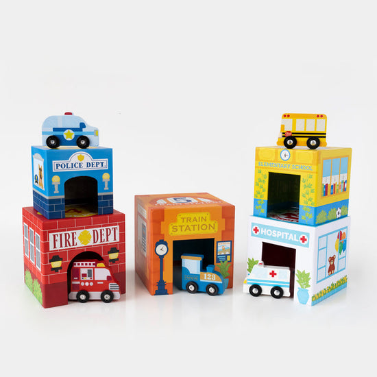 Load image into Gallery viewer, Stackables Nested Cardboard Toys &amp;amp; Cars Set : Busy City
