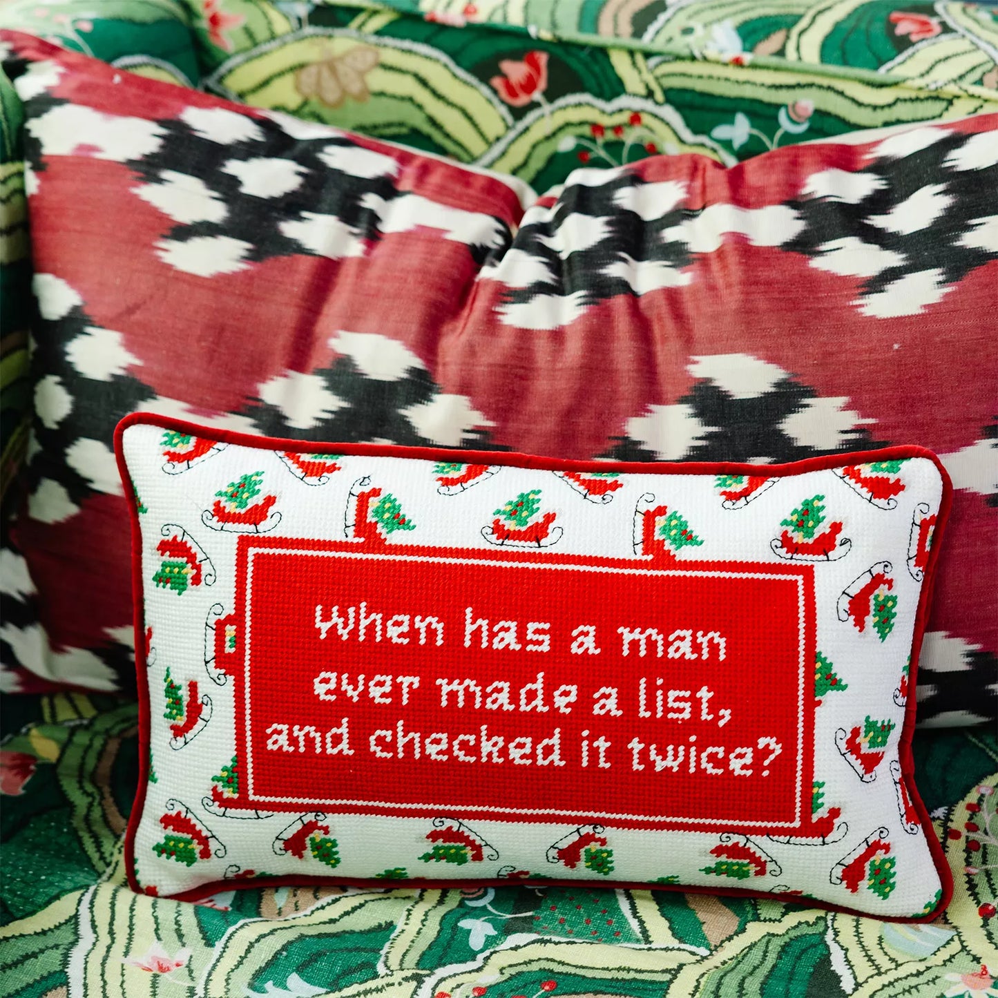 Check it Twice Needlepoint Pillow