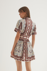 Cara Cara - Malena Mini Dress - Paisley Scarf Ivory