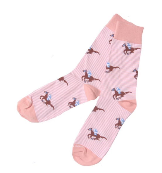 Coral Stripe Raceday Socks- Kentucky Derby