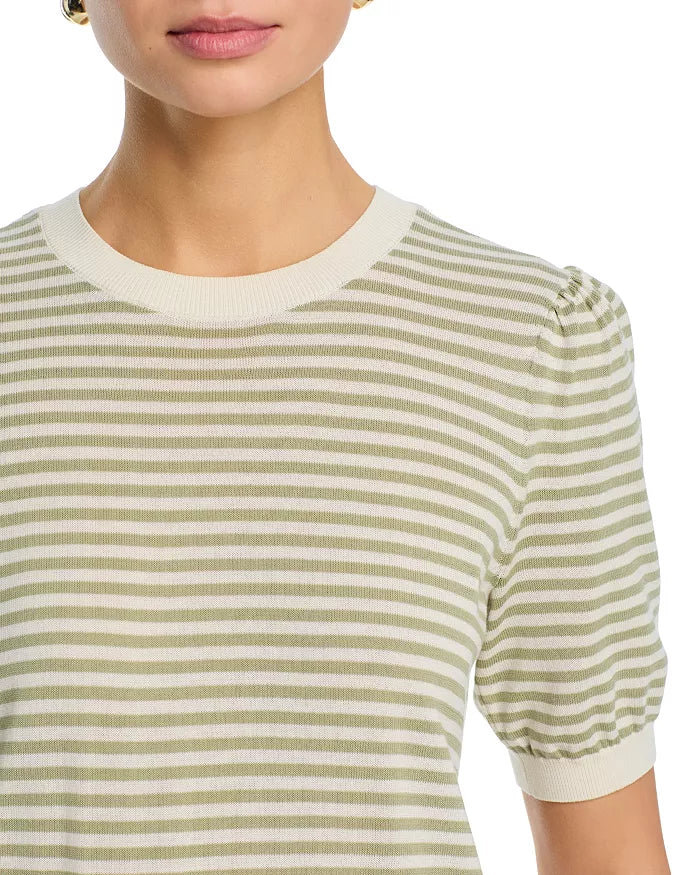 FRAME - The Striped Gather Sweater - Sage Multi