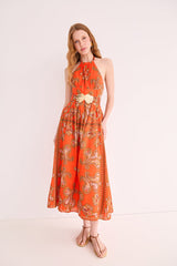 Cara Cara Dena Dress in Sierra Paisley Orange - Model 3