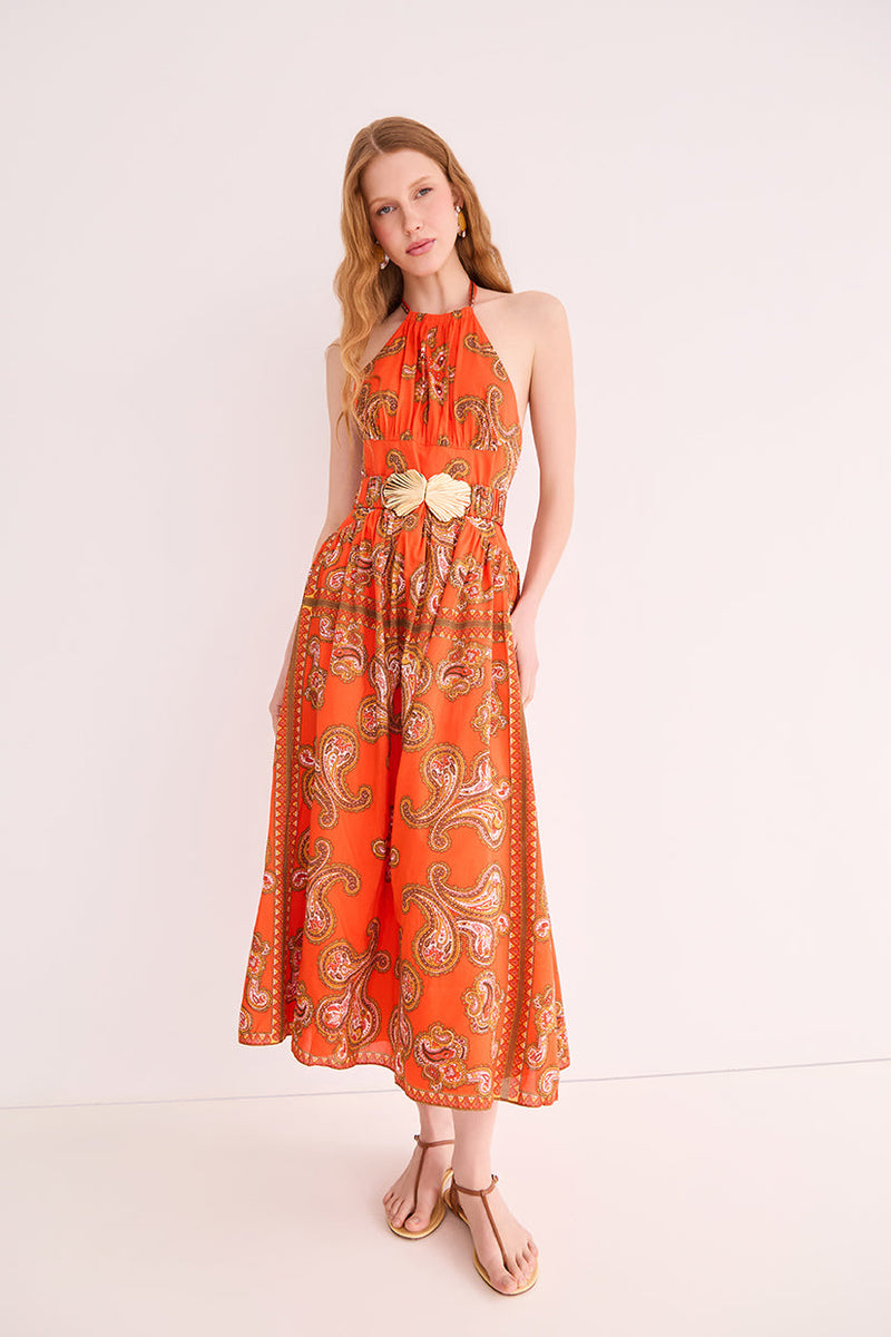 Cara Cara Dena Dress in Sierra Paisley Orange - Model 3