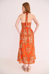 Cara Cara Dena Dress in Sierra Paisley Orange - Model 2