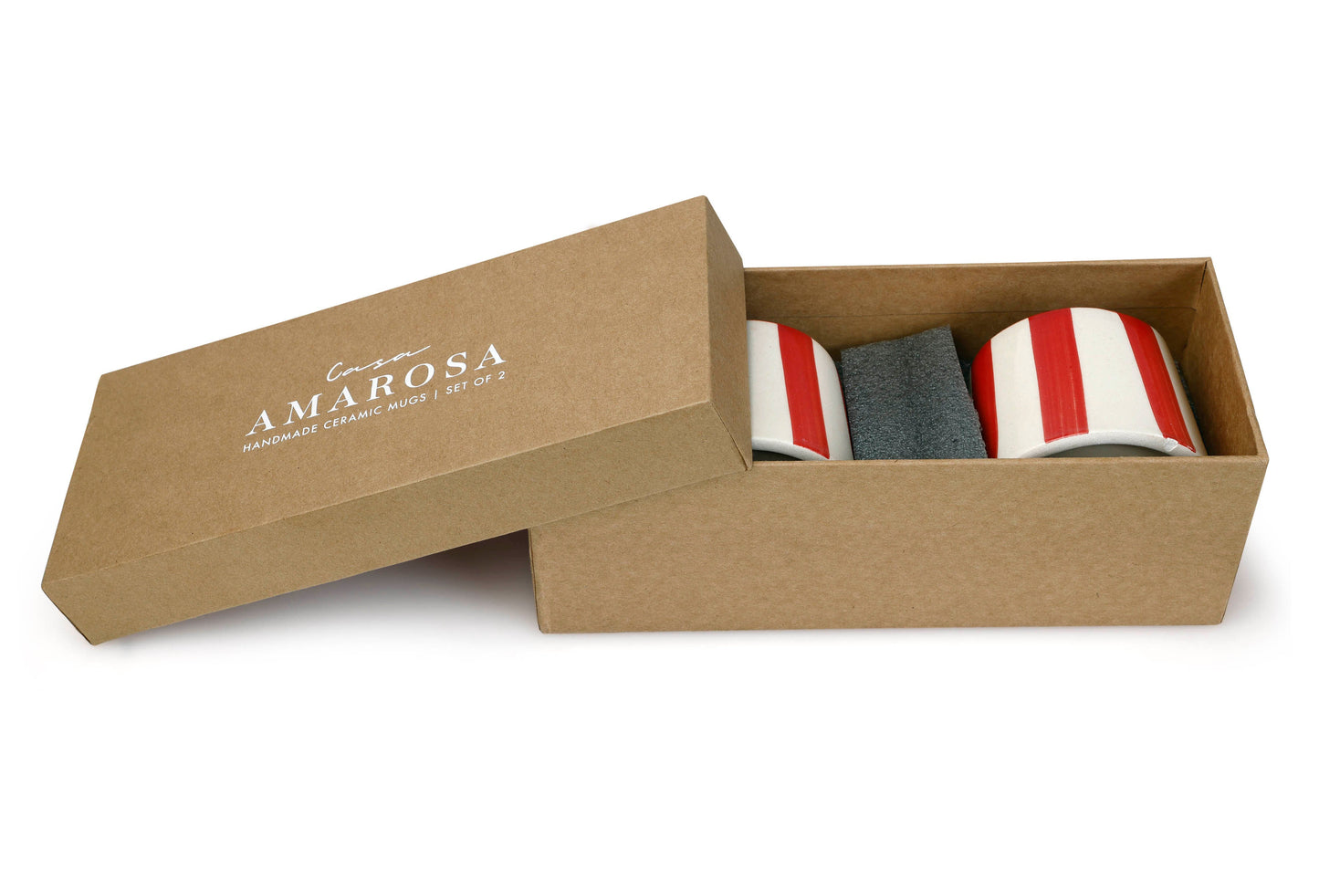 Ceramic Red Stripe  Coffee cup - 3.5 x 2.5 Inches ( Set of 4 )