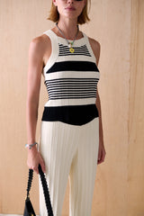 The Luma Cotton Knit Tank - Noir Stripe