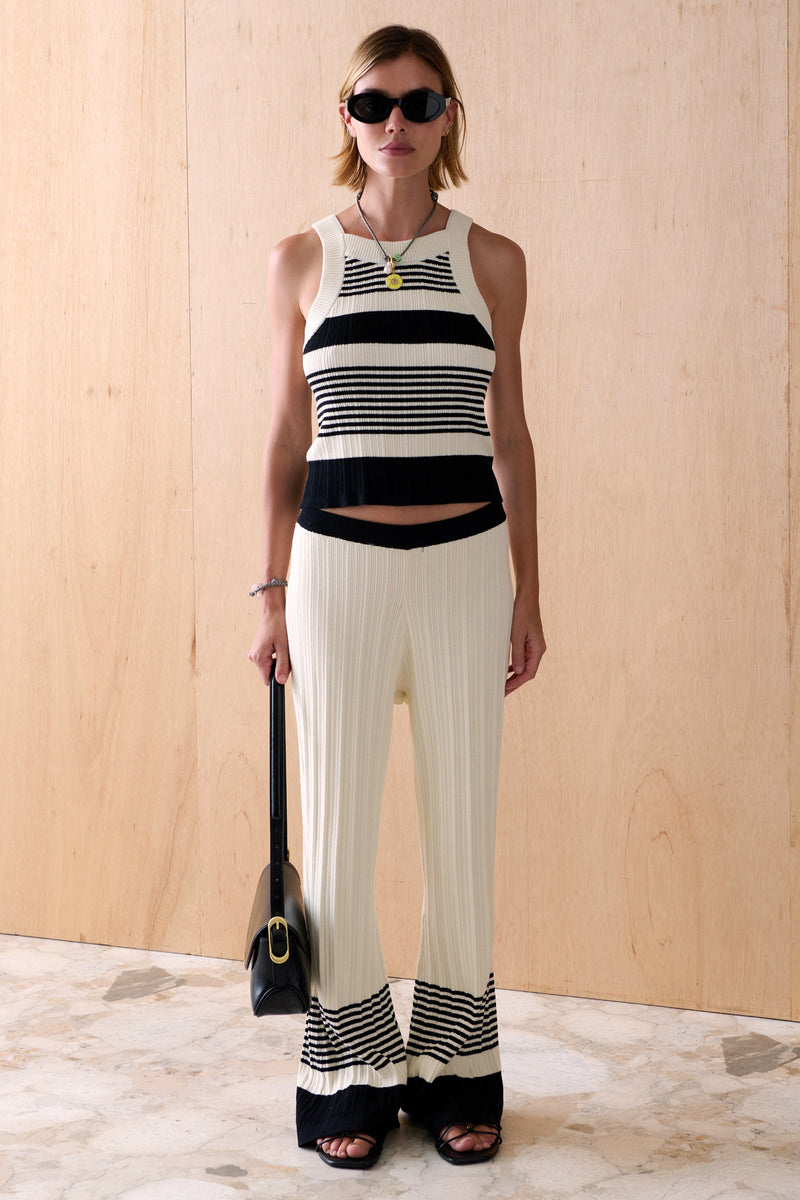 The Luma Cotton Knit Tank - Noir Stripe