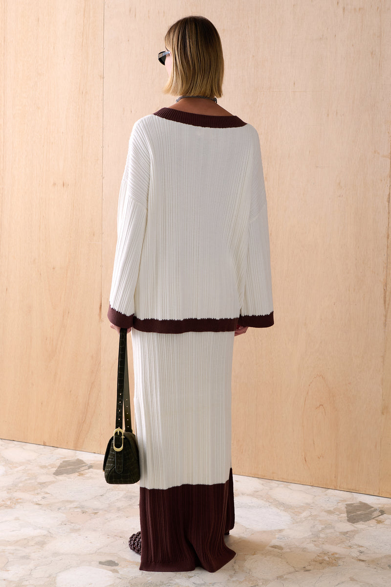 The Vale Cotton Knit Top - Latte