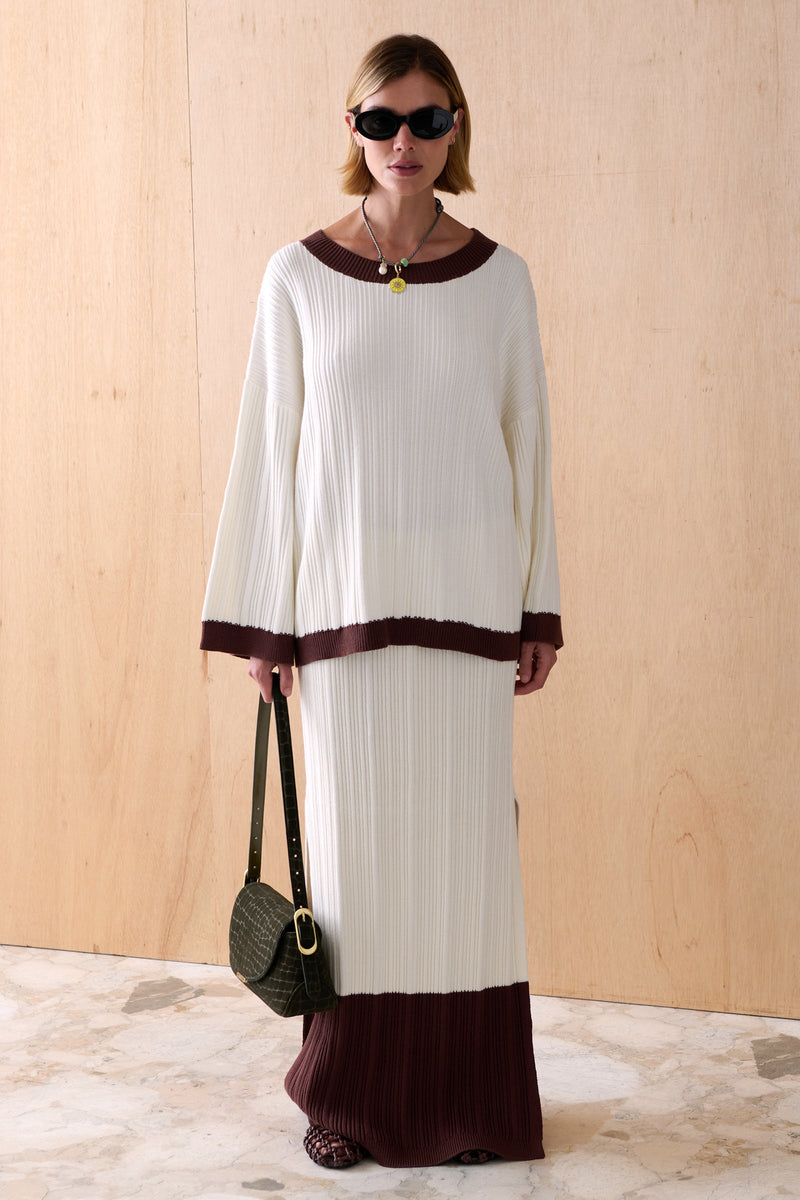 The Vale Cotton Knit Top - Latte