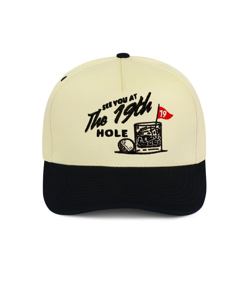 19th Hole Hat - Cream & Black Snapback
