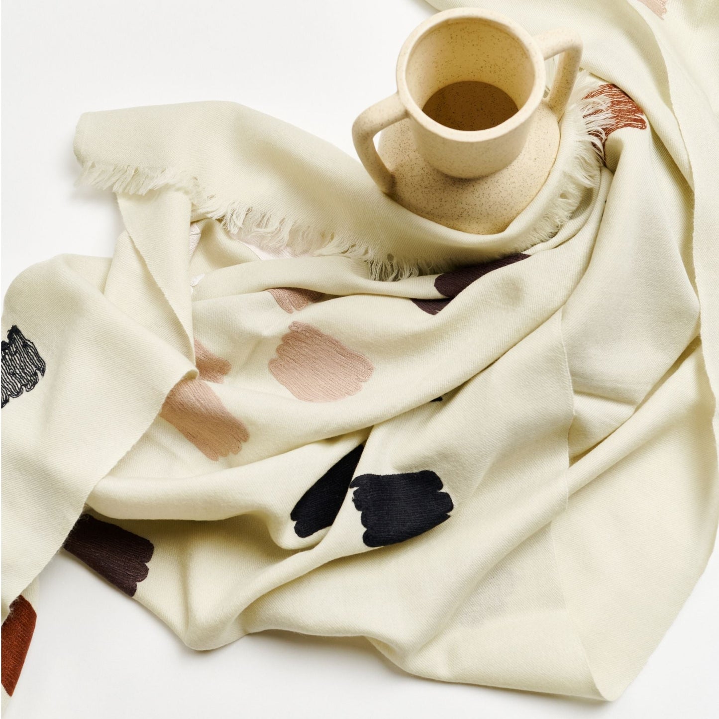 Dahlia Hand Embroidered Hand Woven Scarf