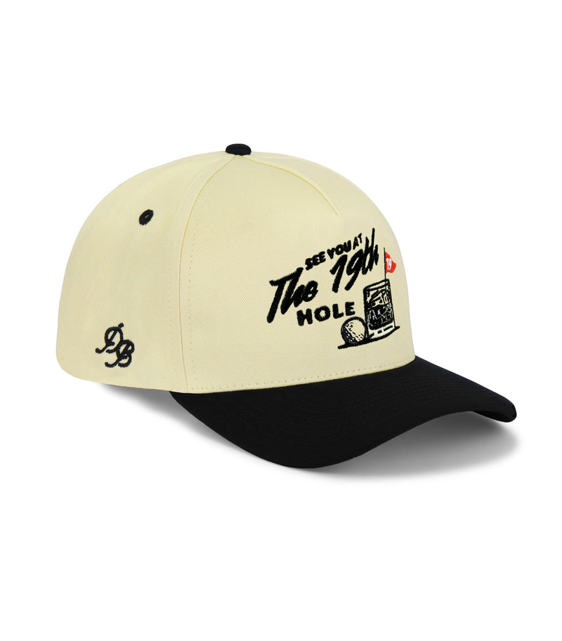 19th Hole Hat - Cream & Black Snapback