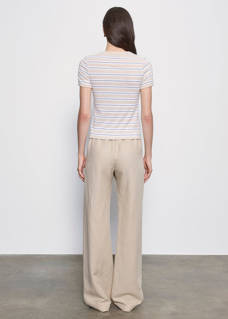 Enza Costa - Cotton Stripe Classic S/S Tee - Wheat/White Stripe