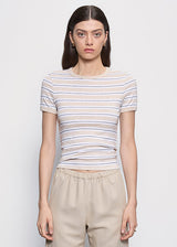 Enza Costa - Cotton Stripe Classic S/S Tee - Wheat/White Stripe