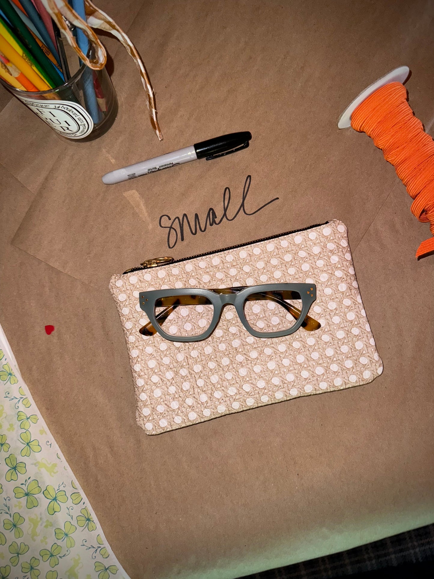 Roomy Leather Tile Bag- LOVE LANGUAGE. NEEDLEPOINT