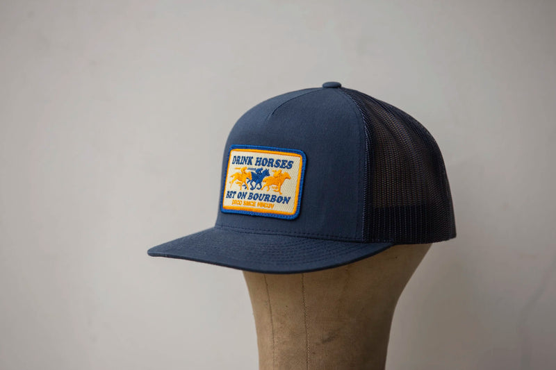 Drink Horses Bet on Bourbon Trucker Hat Navy
