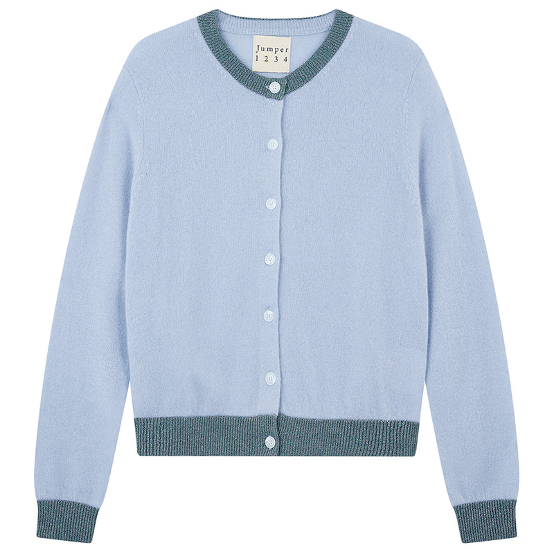 Jumper 1234 Lurex Trim Cardigan in Arctic Blue Multi