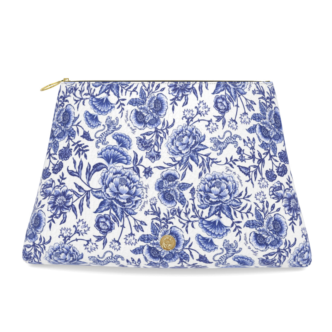 Roomy Leather Clutch- CHINOISERIE BLEU