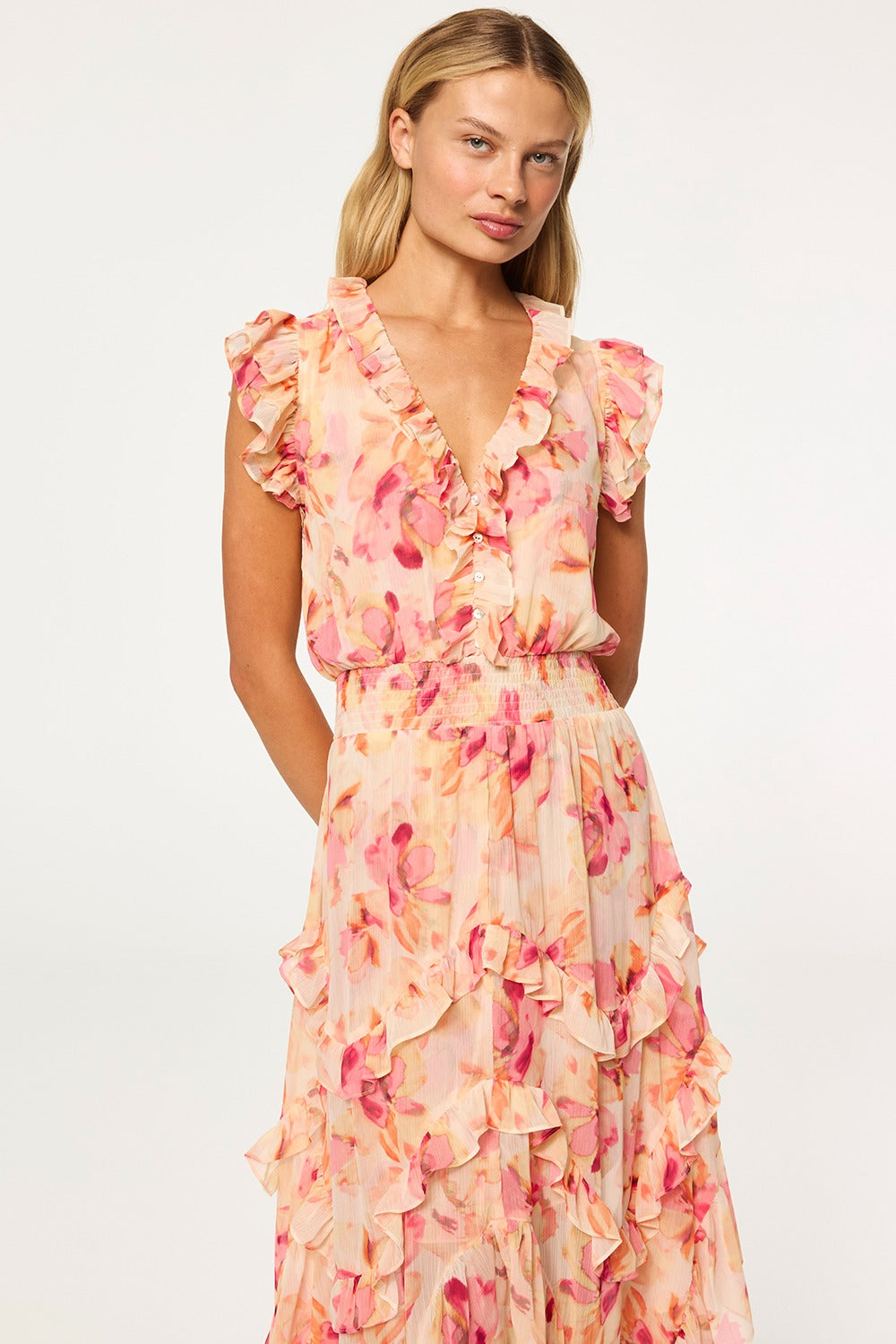 MISA Los Angeles - Dakota Dress - Watercolor Floral MISA Los Angeles - Dakota Dress - Watercolor Floral